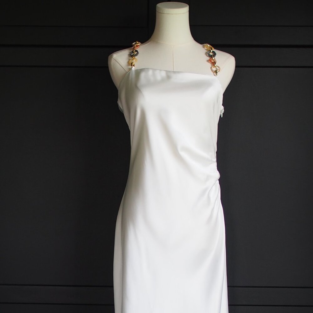 Zara | NWOT Chain Strap Satin Effect Slip Dres Off-White Slipdress